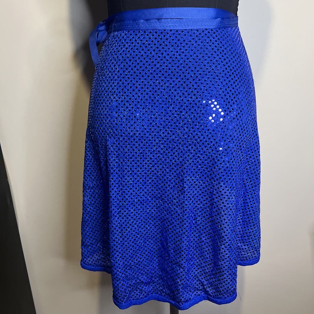 Dancewear Wrap Skirt Blue Sequin Ballet - Picture 4 of 5